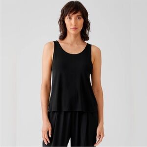 Eileen Fisher 100% Silk Scoop Neck Tank – Black Size XL